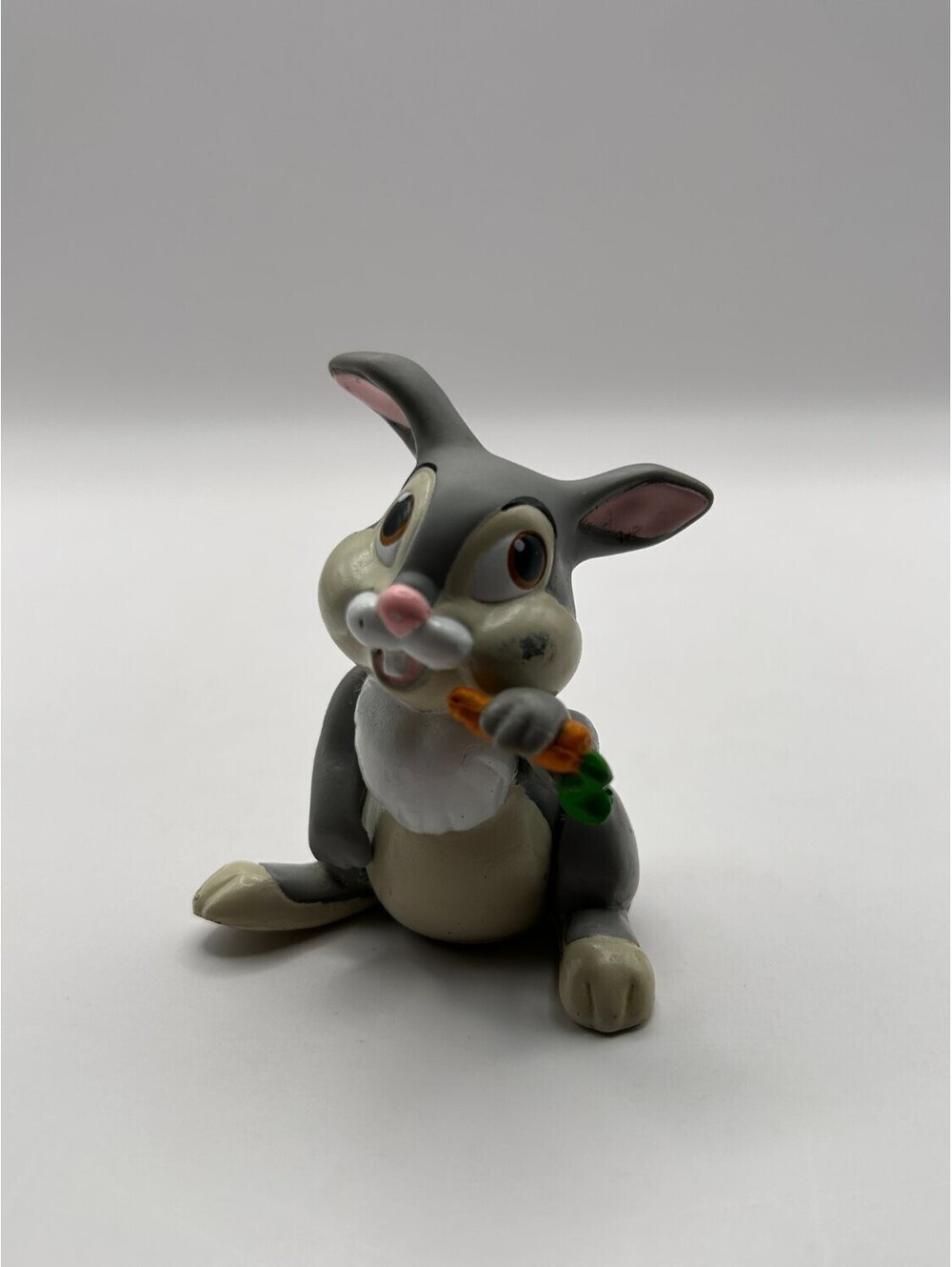 Disney Bambi Thumper Rabbit Figure Gray Holding Carrot Disney China Loose PVC